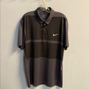 Nike Black and Gray Polo Shirt with Stripes
